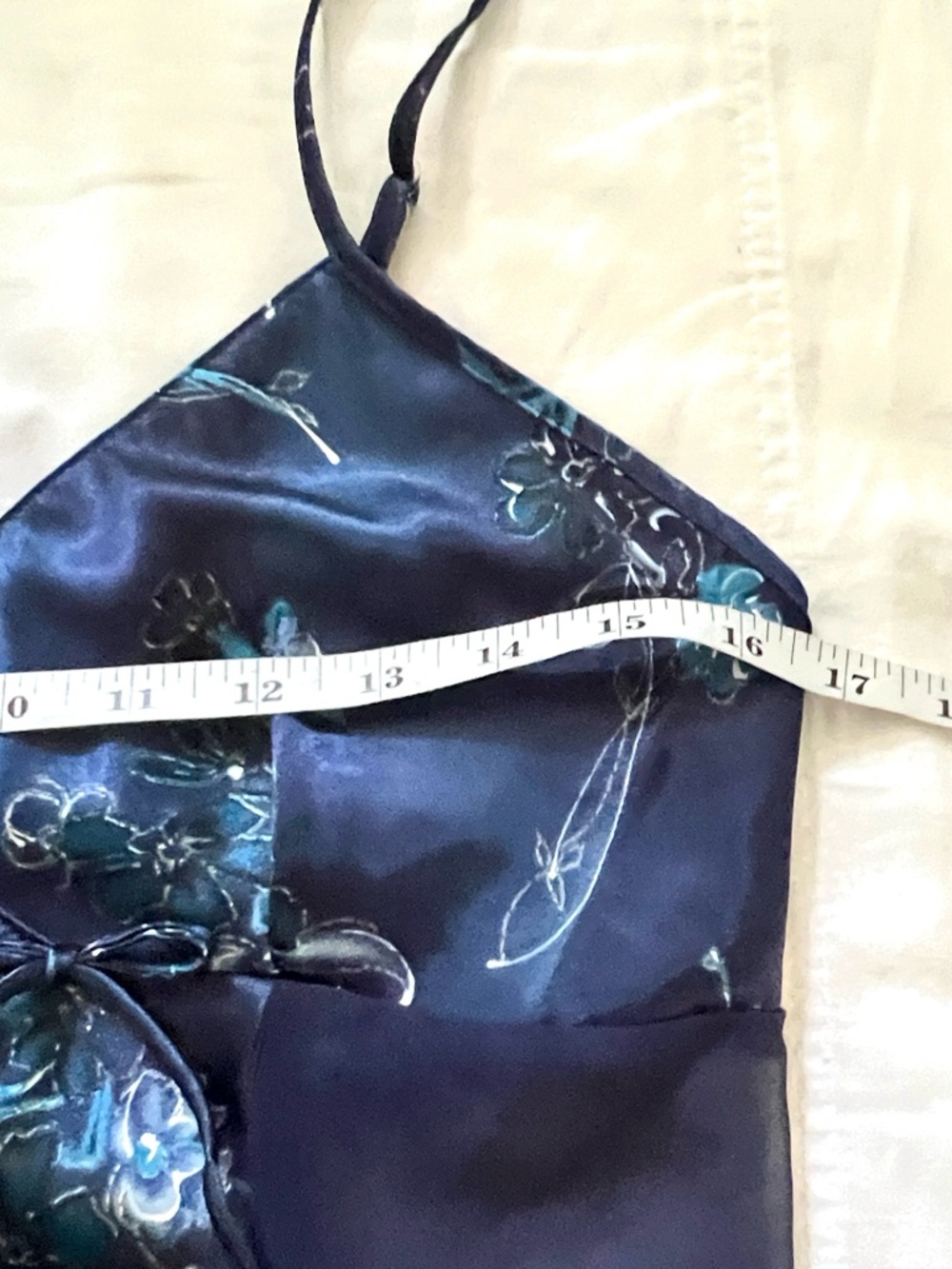 VTG/Y2K Cinema Etoile Sheer Slip Dress Navy Blue Floral Satin Coquette Size L - Picture 7 of 9